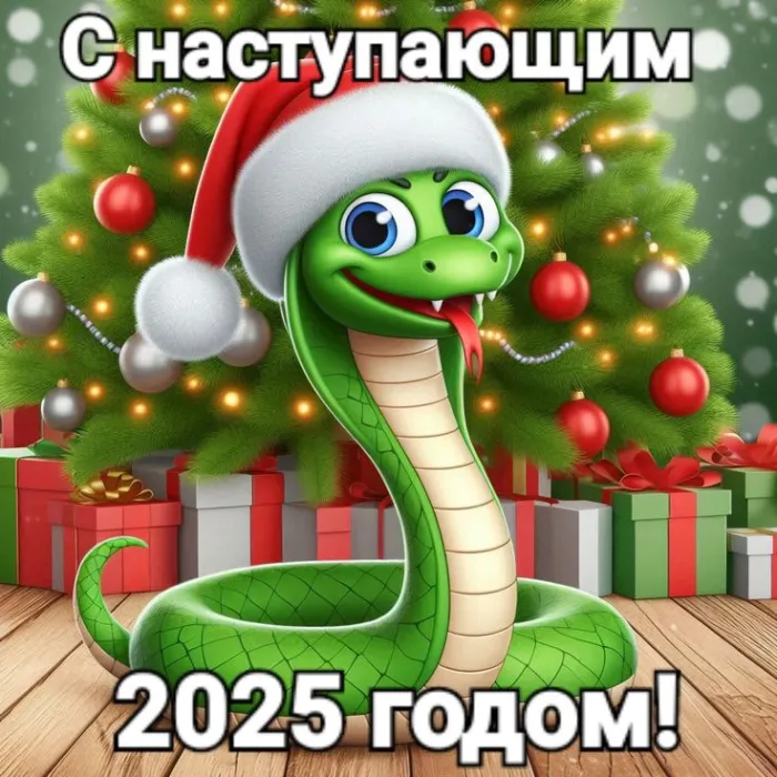 Открытки и гифки с Наступающим Новым годом 2025. Открытки с Наступающим Новым годом змеи