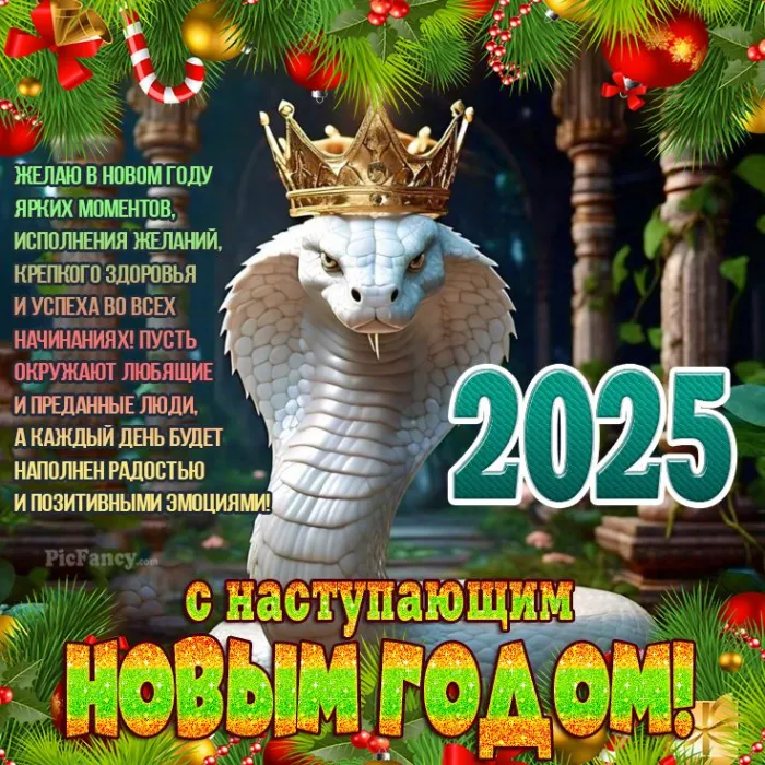 Открытки и гифки с Наступающим Новым годом 2025. Открытки с Наступающим Новым годом змеи