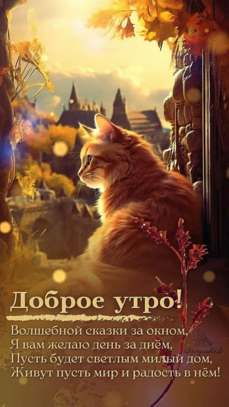 Красивые картинки Доброго осеннего утра. Доброго осеннего утра - картинки с котами
