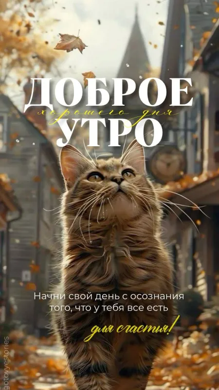 Красивые картинки Доброго осеннего утра. Доброго осеннего утра - картинки с котами