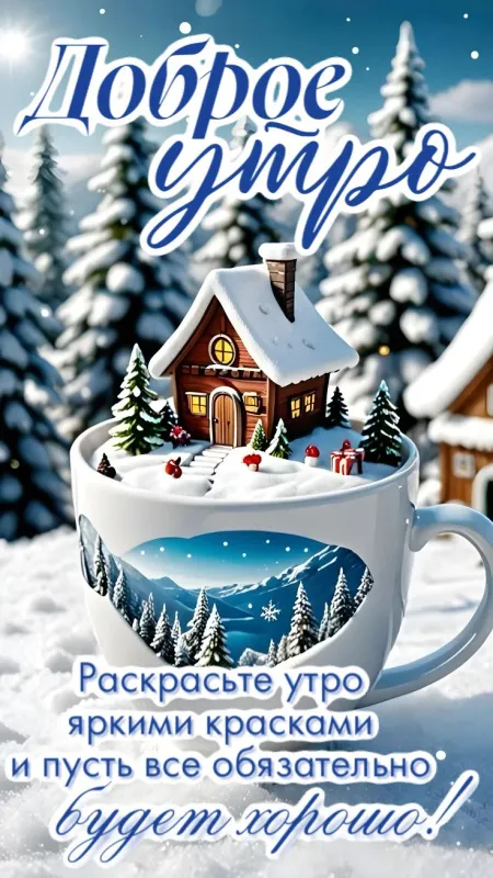 Красивые зимние картинки "Доброе утро" для скачивания. Зимние картинки "Доброе утро" с пейзажами